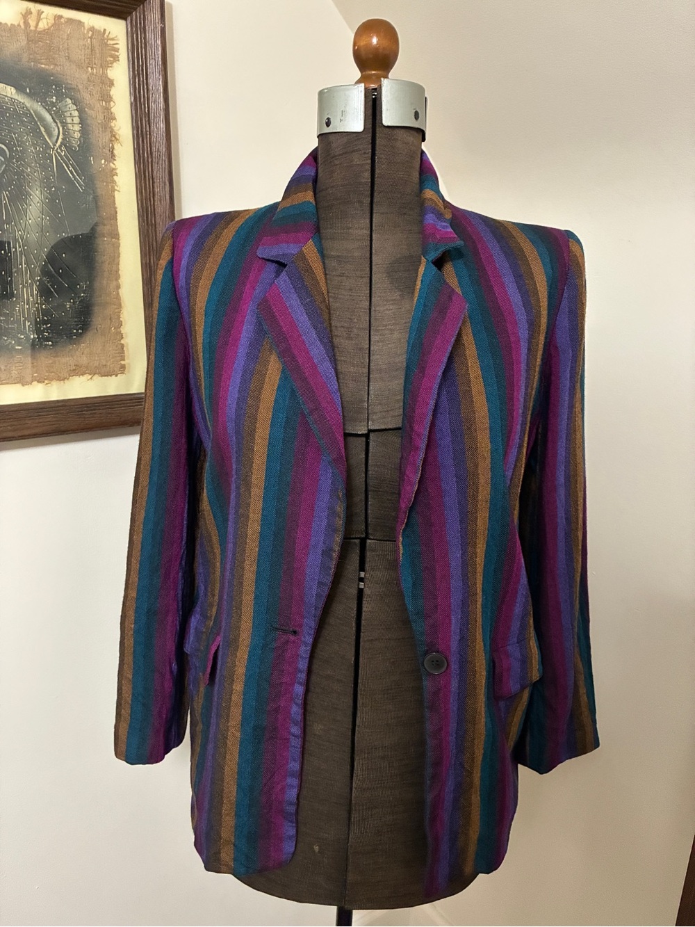 Vintage Christian Dior Multicolor Striped Blazer